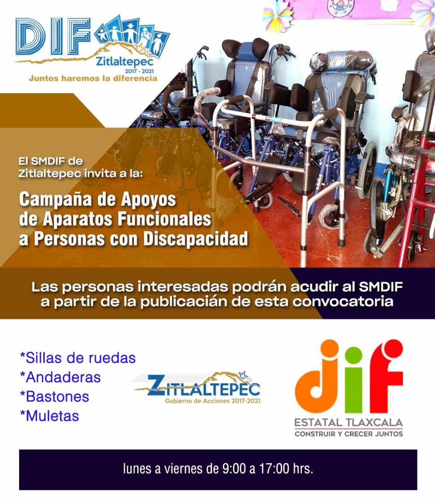 SMDIF ZITLALTEPEC TE INVITA  A LA CAMPAÑA DE APOYO DE APARATOS FUNCIONALES A PERSONAS CON&nbsp;DISCAPACIDAD.