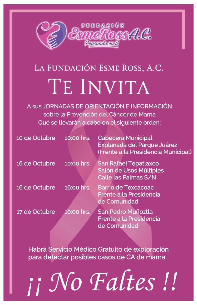 FUNDACIÓN ESME ROSS INVITA A SUS JORNADAS DE ORIENTACIÓN E INFORMACIÓN SOBRE EL CÁNCER DE&nbsp;MAMA.