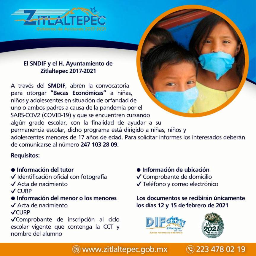 HOY ÚLTIMO DÍA PARA LA CONVOCATORIA DE BECAS ECONÓMICAS A NIÑOS EN ORFANDAD POR&nbsp;COVID-19