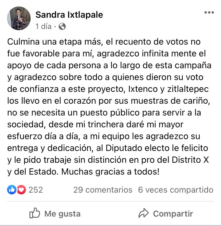 Reconoce Sandra Ixtlapale triunfo de Yonca en el distrito&nbsp;X