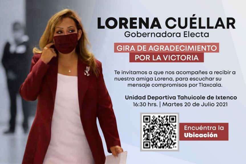 Este martes arribará a Ixtenco Lorena Cuellar, Gobernadora&nbsp;Electa