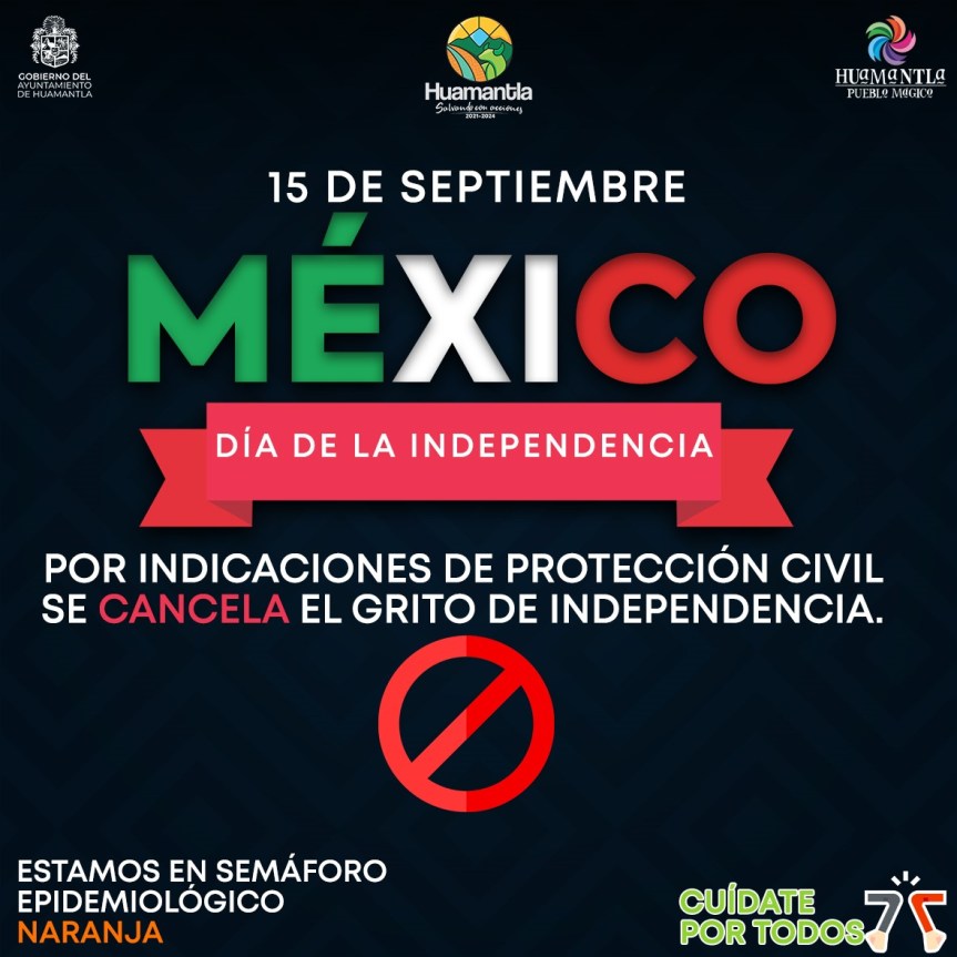 Gobierno municipal de Huamantla cancela evento de “Grito de&nbsp;Independencia”