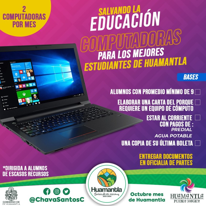 <strong>Cumple alcalde de Huamantla compromiso de campaña; lanza convocatoria para entregar las primeras computadoras gratuitas.</strong>