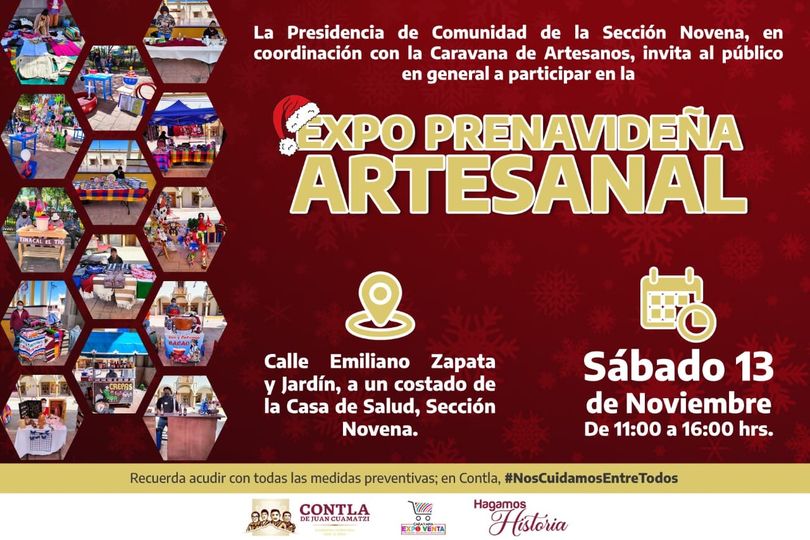 Este sábado la Expo Prenavideña Artesanal en la 9 sección de Contla #ConsumeLocal&nbsp;¡Visítala!