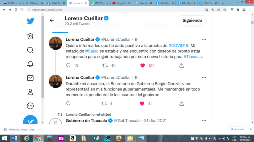 Da positivo a Covid-19 la Gobernadora de Tlaxcala, Lorena Cuellar&nbsp;Cisneros