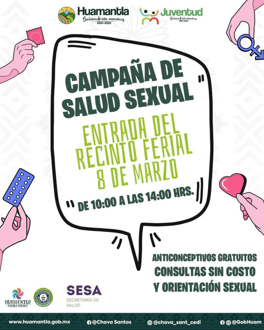 INVITA AYUNTAMIENTO DE HUAMANTLA A LA CAMPAÑA DE SALUD SEXUAL DIRIGIDA A JÓVENES 