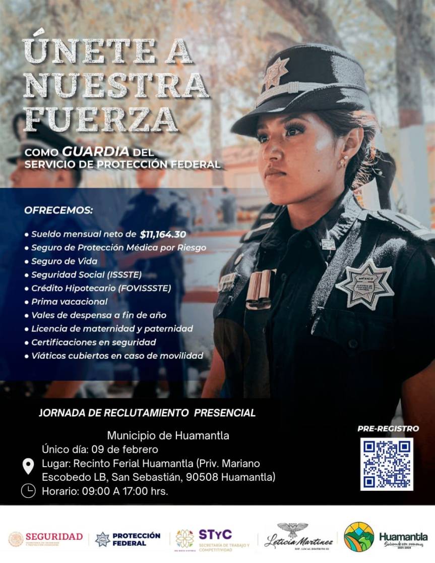 Convoca el servicio de protección federal a ciudadanos huamantlecos a incorporarse como guardias&nbsp;federales