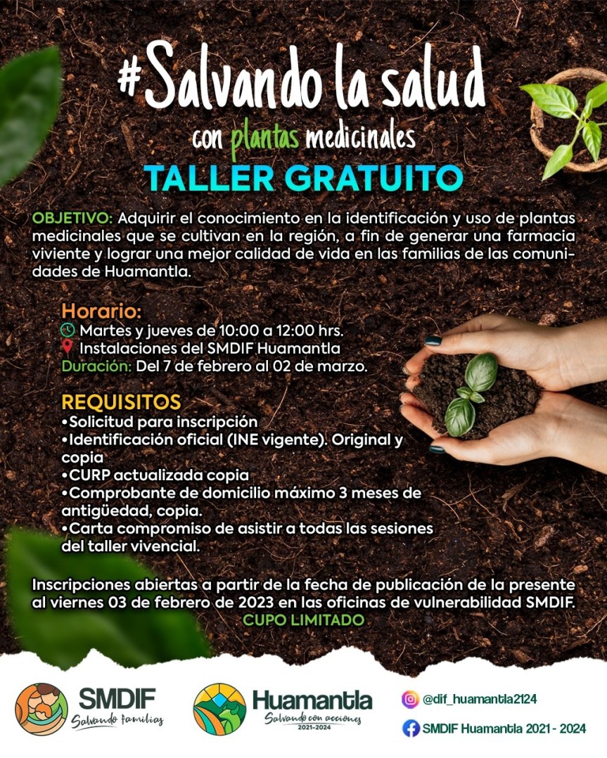 INVITA SMDIF HUAMANTLA AL TALLER “SALVANDO LA SALUD CON PLANTAS&nbsp;MEDICINALES”