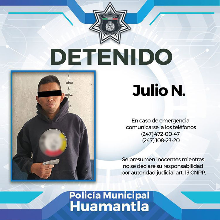Detienen policías de Huamantla a sujeto armado y evitan posible&nbsp;tragedia