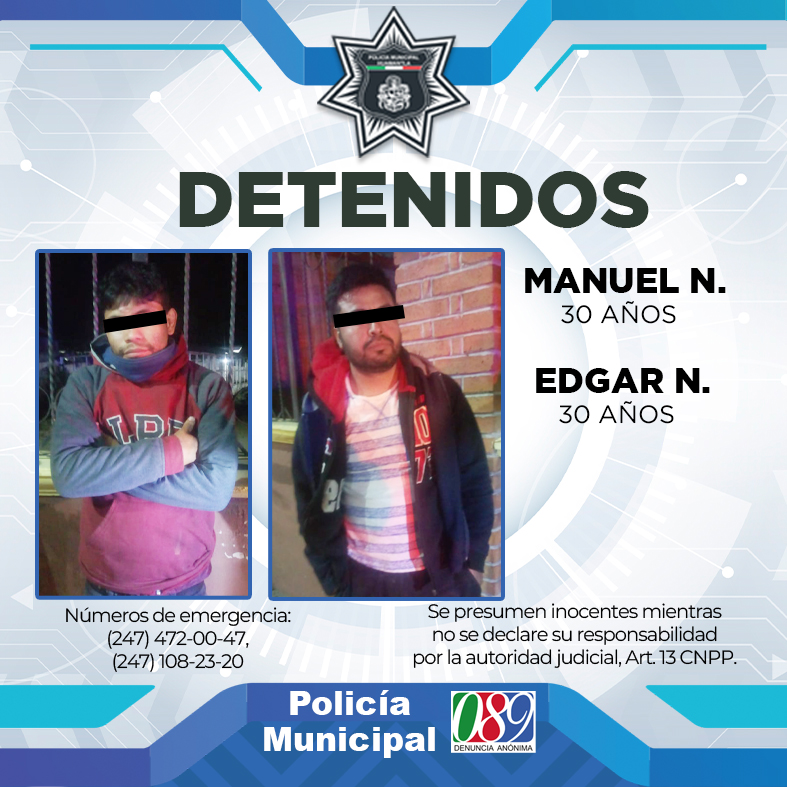 ASEGURAN POLICÍAS MUNICIPALES DE HUAMANTLA A PRESUNTOS LADRONES DE&nbsp;AUTOPARTES