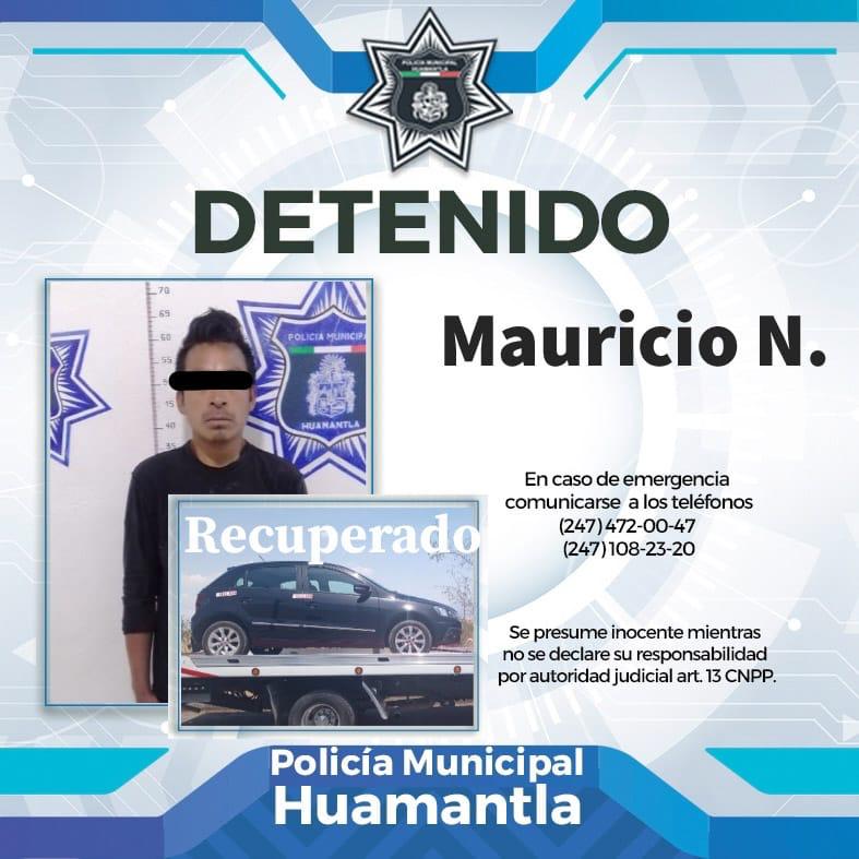 RECUPERA POLICÍA DE HUAMANTLA AUTO CON REPORTE DE ROBO Y ASEGURA AL PRESUNTO&nbsp;RESPONSABLE