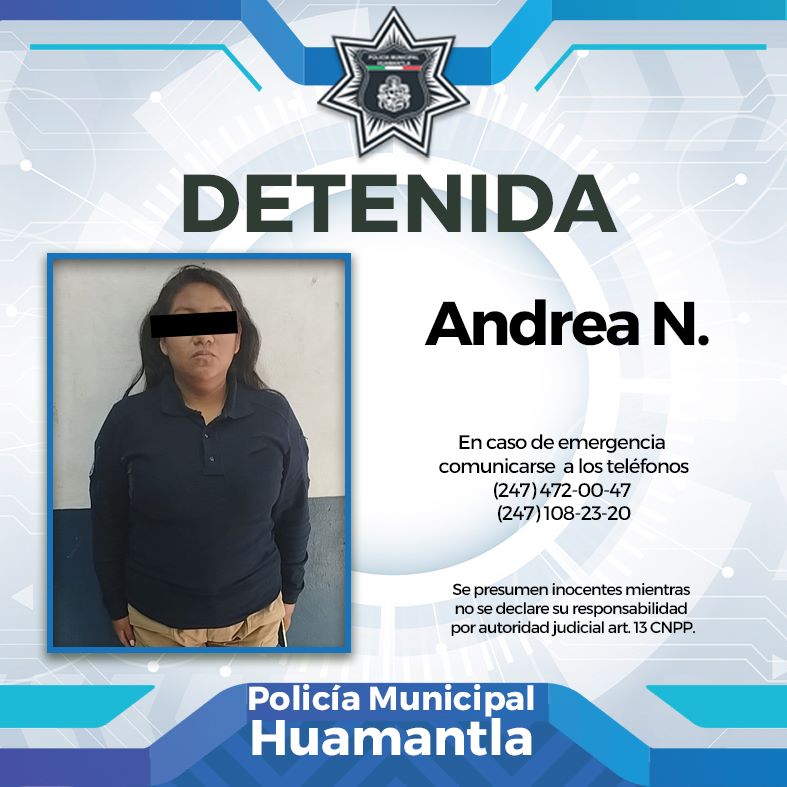 DETIENE POLICÍA DE HUAMANTLA A UNA MUJER POR EL PRESUNTO DELITO DE&nbsp;ROBO