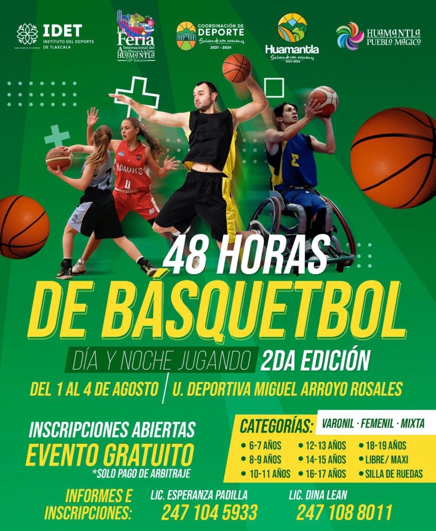 INVITA GOBIERNO MUNICIPAL DE HUAMANTLA AL TORNEO “48 HORAS DE BASQUETBOL DÍA Y NOCHE&nbsp;JUGANDO”