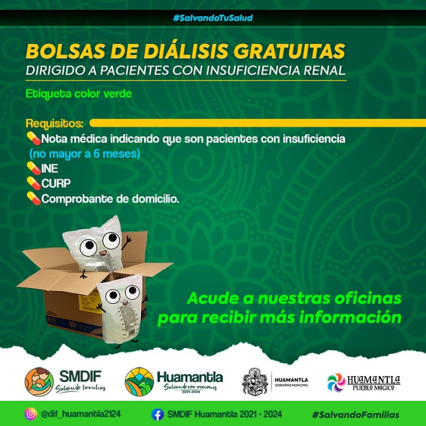 ENTREGARÁ SMDIF HUAMANTLA BOLSAS DE DIÁLISIS GRATUITAS A PACIENTES CON INSUFICIENCIA&nbsp;RENAL