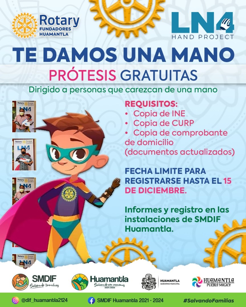INVITA SMDIF HUAMANTLA A ADQUIRIR PRÓTESIS DE MANO&nbsp;GRATUITAS