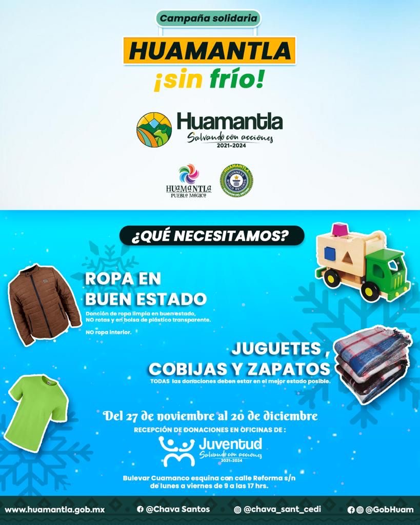 INVITA COORDINACIÓN DE LA JUVENTUD A SUMARSE A LA CAMPAÑA “HUAMANTLA SIN&nbsp;FRÍO”