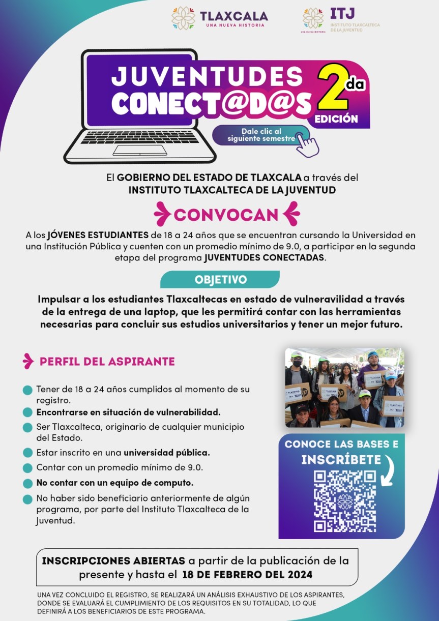 ENTREGARÁ INSTITUTO TLAXCALTECA DE LA JUVENTUD COMPUTADORAS GRATUITAS A&nbsp;UNIVERSITARIOS