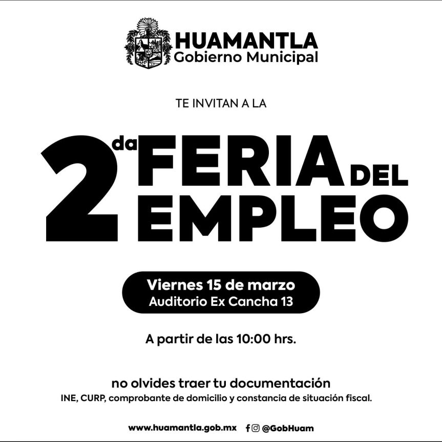 SE REALIZARÁ EN HUAMANTLA LA SEGUNDA GRAN FERIA DE EMPLEO&nbsp;2024