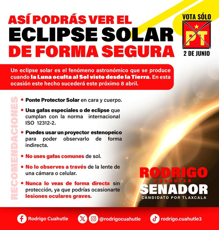Recomendaciones para garantizar la seguridad de los habitantes de Tlaxcala en el Eclipse&nbsp;Solar