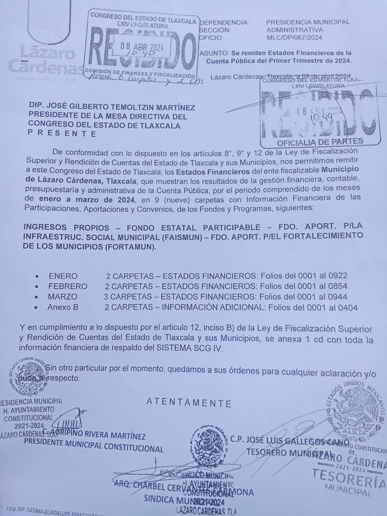 Lázaro Cárdenas el primer municipio en entregar la cuenta pública al Congreso&nbsp;local