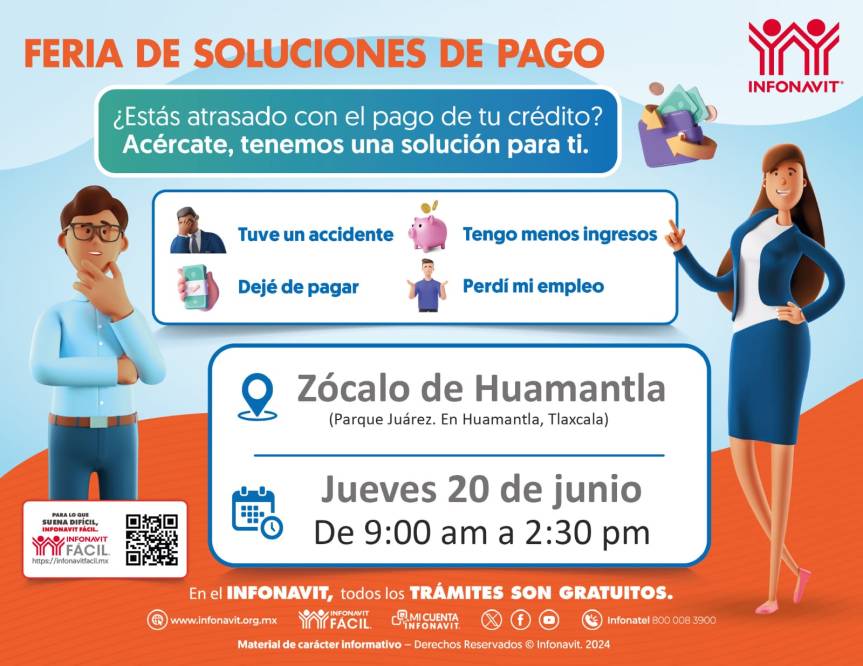 GOBIERNO MUNICIPAL DE HUAMANTLA E INFONAVIT INVITAN A FERIA DE SOLUCIÓN DE&nbsp;PAGO