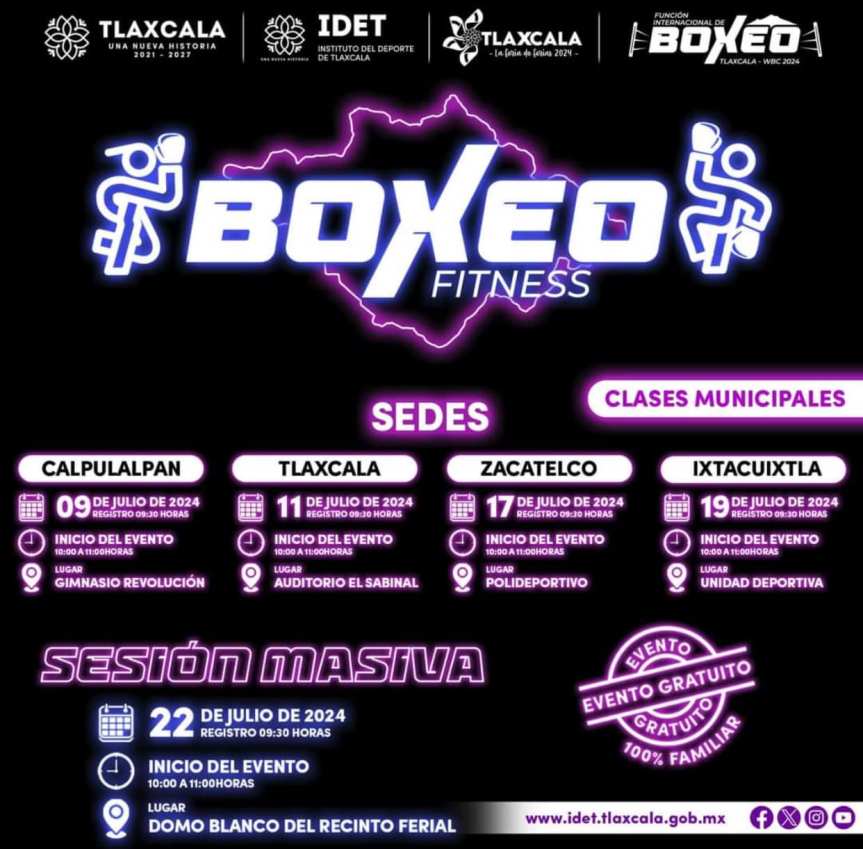 Zacatelco Sede de Sesión Masiva de Boxeo Fitness el 17 de&nbsp;Julio