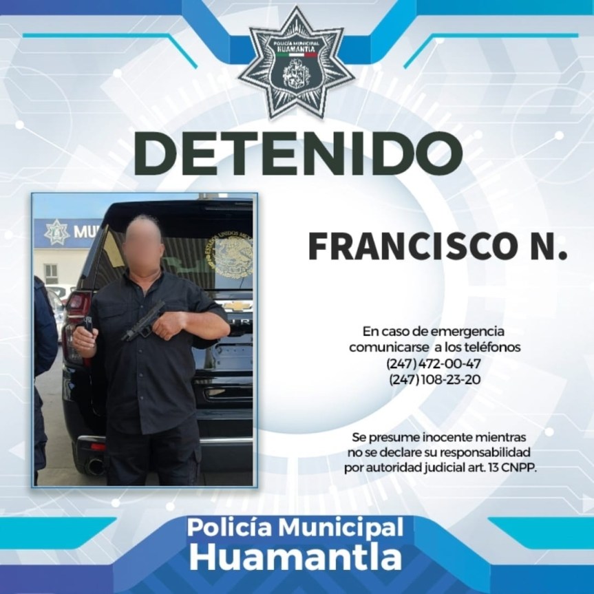 DETIENE POLICÍA DE HUAMANTLA A SUJETO CON ARMA DE FUEGO SIN PERMISO DE&nbsp;PORTACIÓN