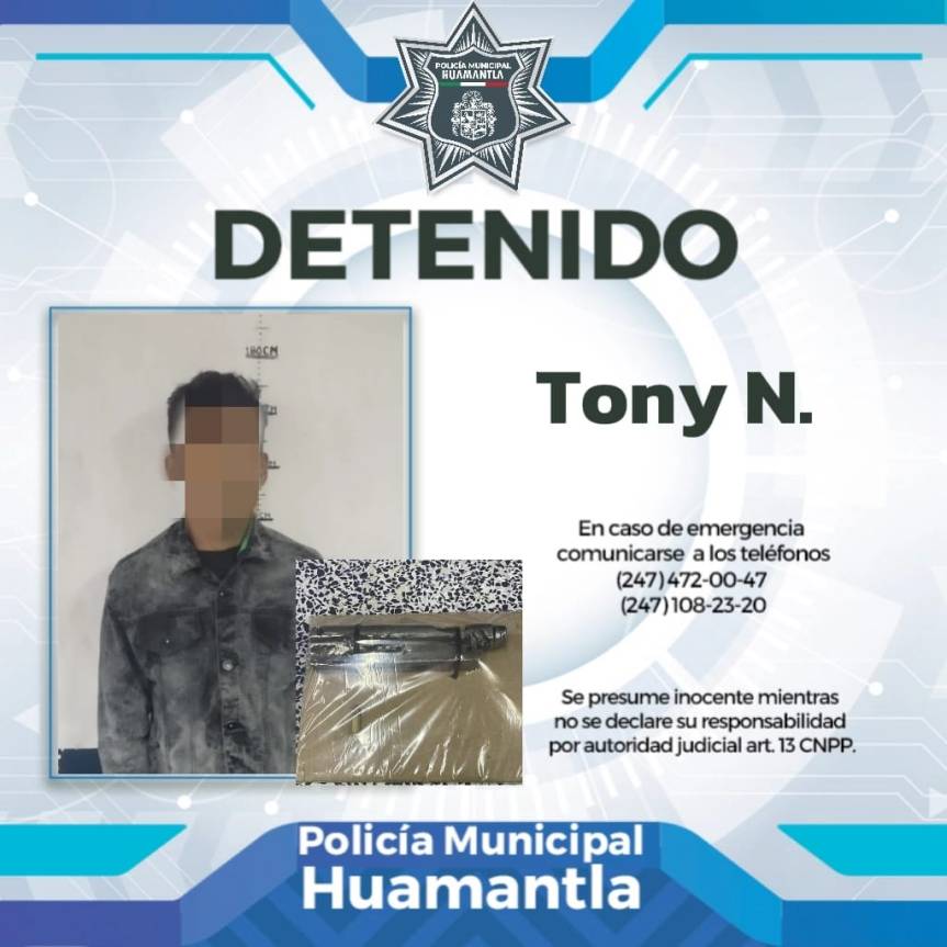 DETIENE POLICÍA DE HUAMANTLA A HOMBRE EN POSESIÓN DE UN ARTEFACTO CASERO CON CARACTERÍSTICAS DE ARMA DE&nbsp;FUEGO