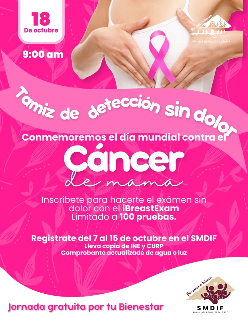 Promueve SMDIF de Ixtenco, Jornada gratuita de detección de Cáncer de mama por tu&nbsp;Bienestar