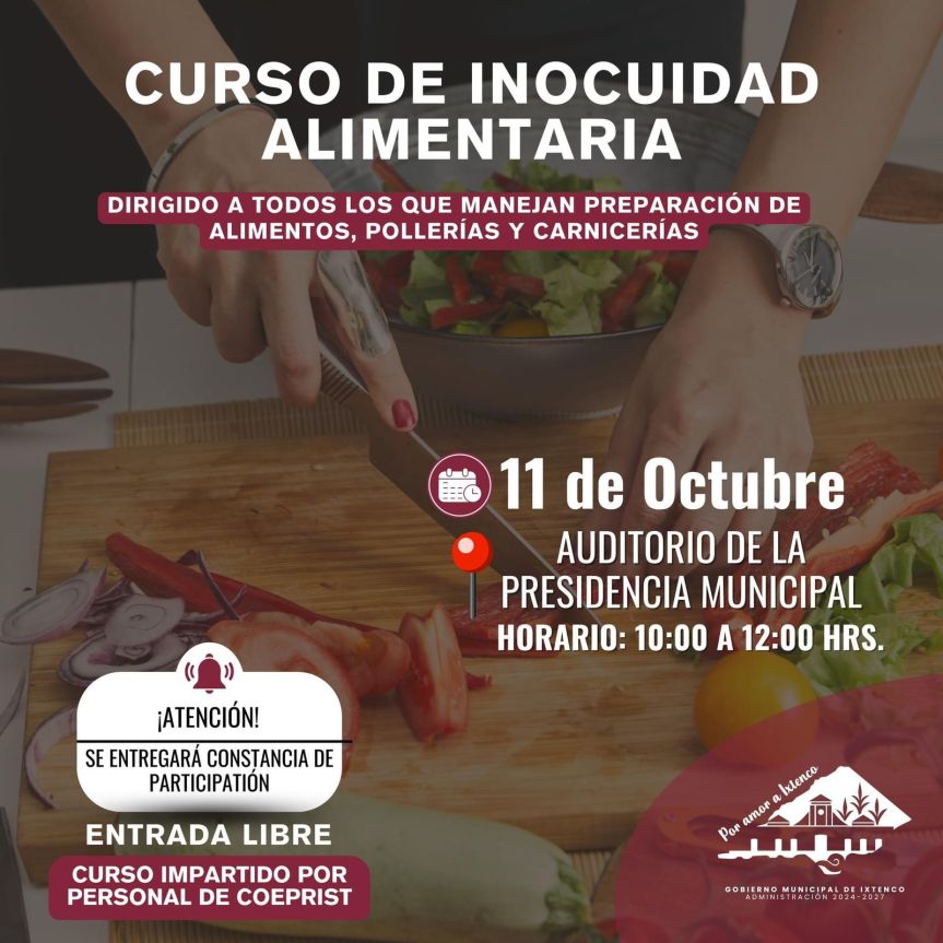 Convoca Ixtenco y Coeprist a curso de inocuidad&nbsp;alimentaria