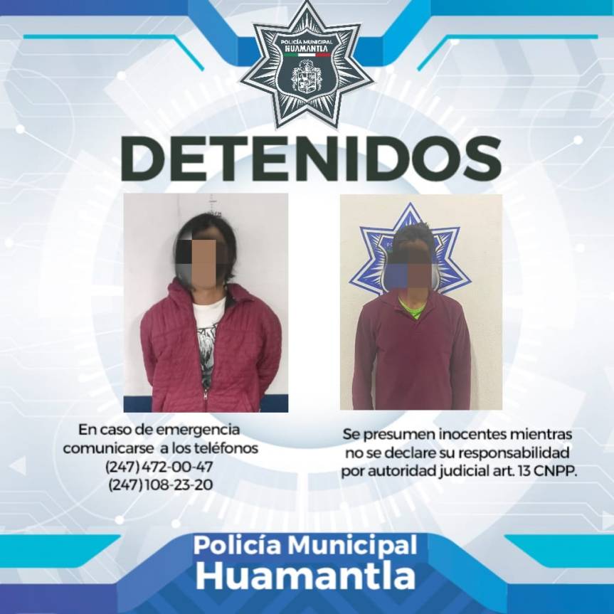 POLICÍA DE HUAMANTLA RETIRA DE LAS CALLES A DOS HOMBRES QUE PORTABAN SUSTANCIAS&nbsp;ILÍCITAS