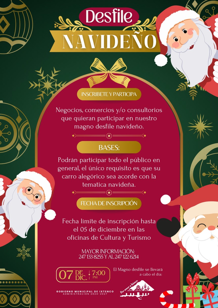 Abre Ixtenco convocatoria para participar en el Magno desfile&nbsp;Navideño