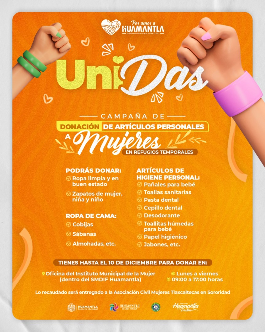 INVITA GOBIERNO DE HUAMANTLA A APOYAR CON DONACIONES A REFUGIOS DE MUJERES QUE HAN SUFRIDO&nbsp;VIOLENCIA