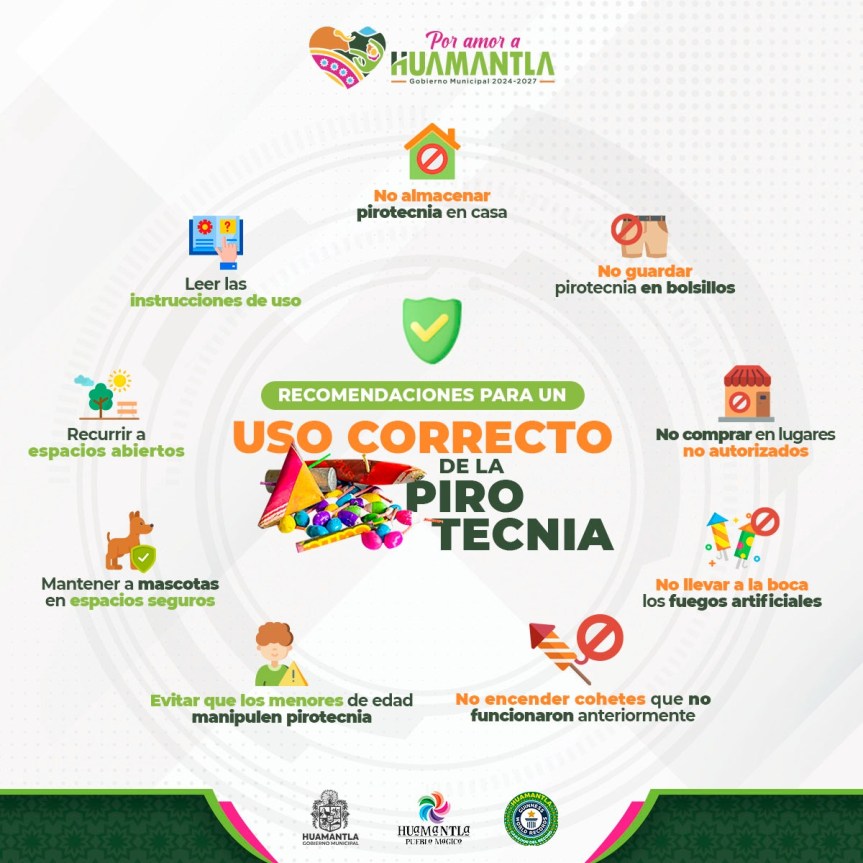 PROTECCIÓN CIVIL DE HUAMANTLA RECOMIENDA USO SEGURO DE PIROTECNIA EN LAS FIESTAS&nbsp;NAVIDEÑAS