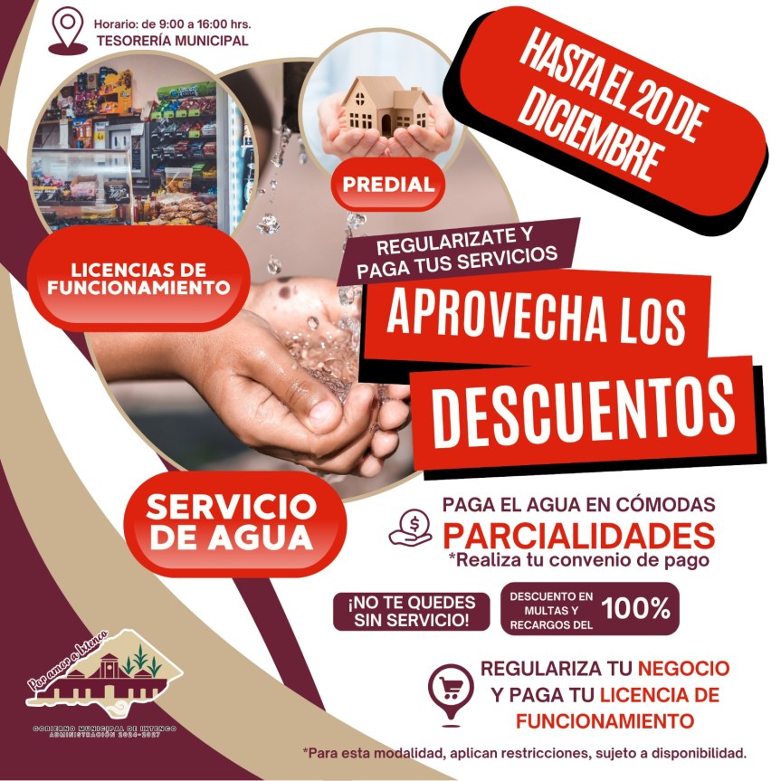 Últimos días de promoción en pagos de agua y predial en&nbsp;Ixtenco