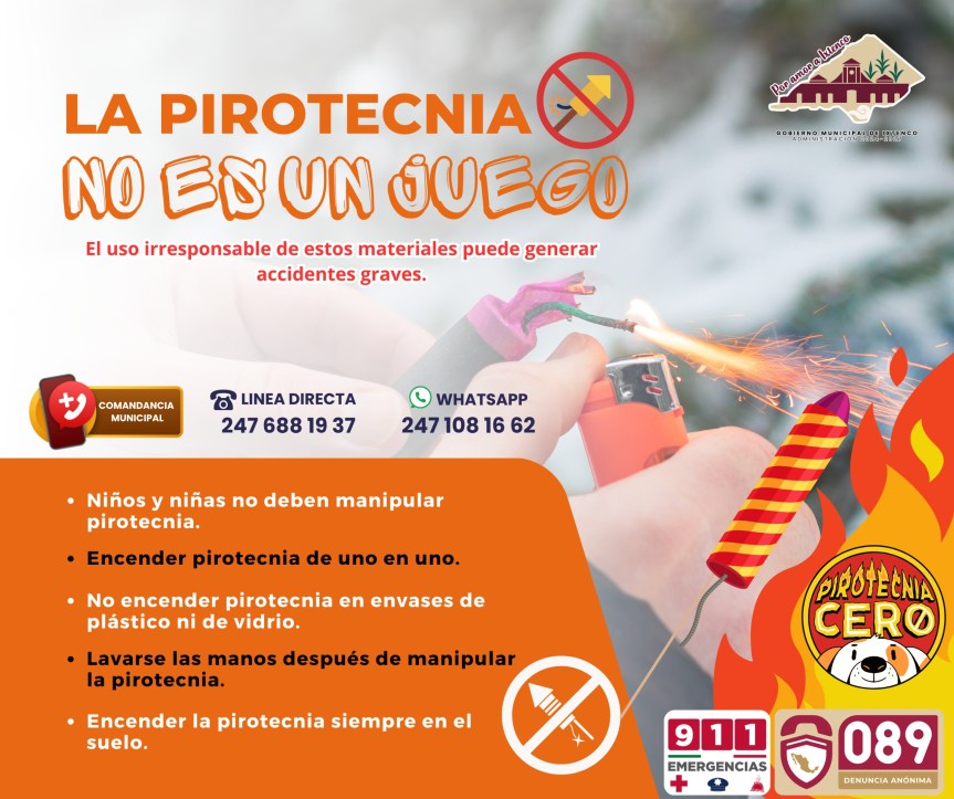 Alerta Protección Civil de Ixtenco sobre el uso de pirotecnia durante las fiestas&nbsp;Decembrinas