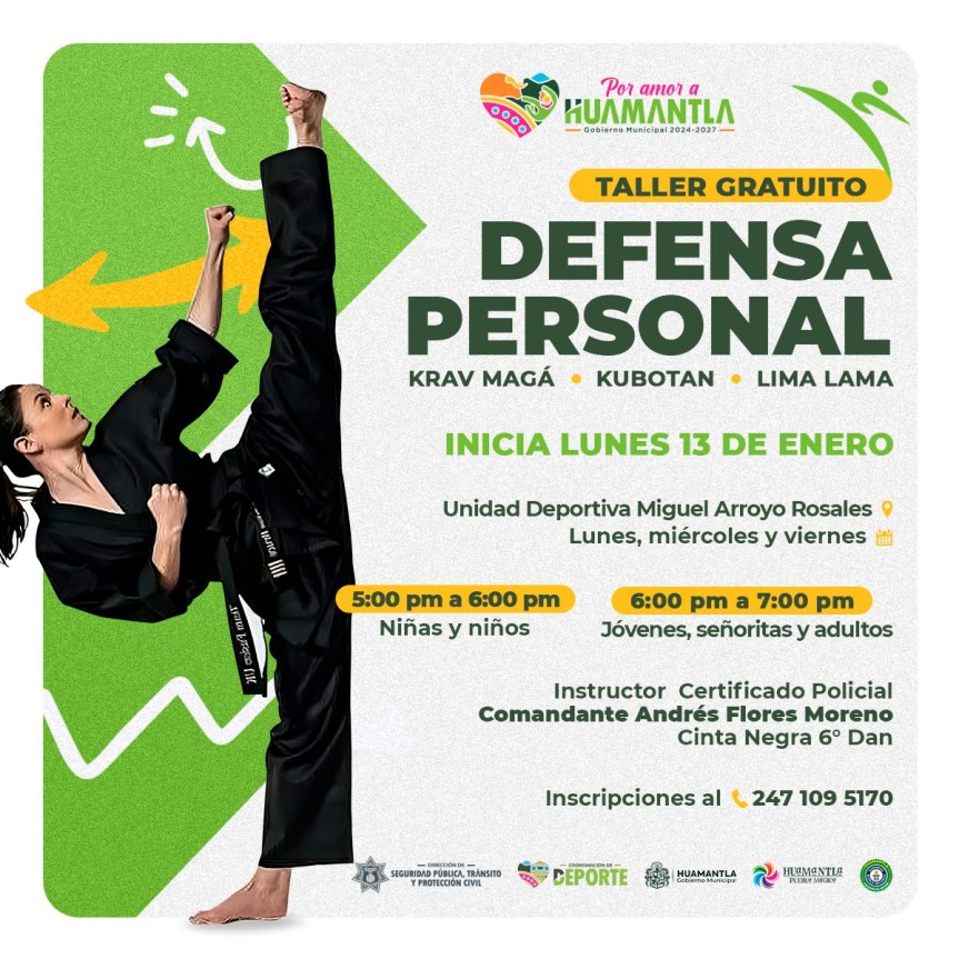 OFRECE GOBIERNO MUNICIPAL DE HUAMANTLA TÉCNICAS GRATUITAS DE DEFENSA PERSONAL A NIÑOS Y&nbsp;ADULTOS