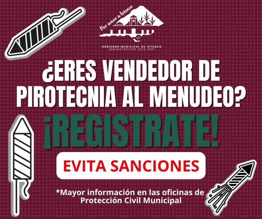 Convoca PC de Ixtenco a evitar clandestinidad en la venta de&nbsp;pirotecnia