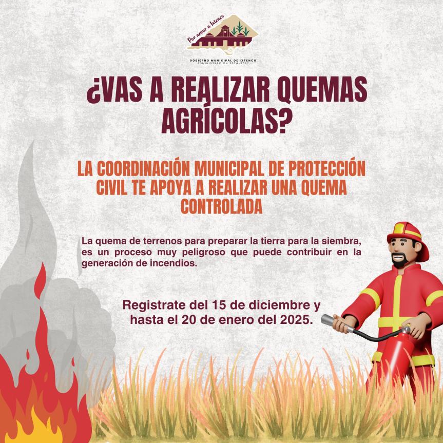 Llama protección civil a evitar quemas agrícolas sin supervisión para evitar incendios en los&nbsp;campos