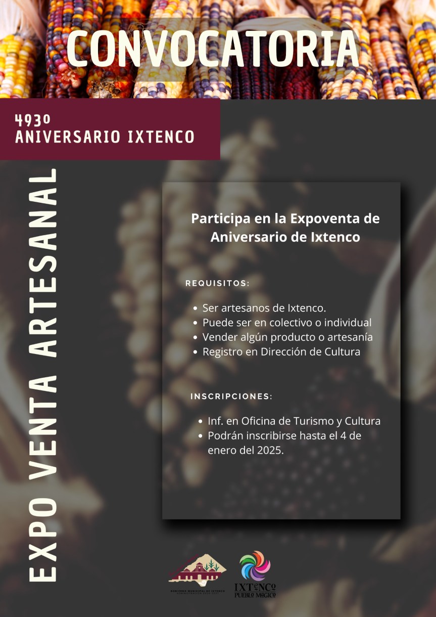 Convoca el Gobierno Municipal de Ixtenco a la Primera Expo Venta&nbsp;Artesanal