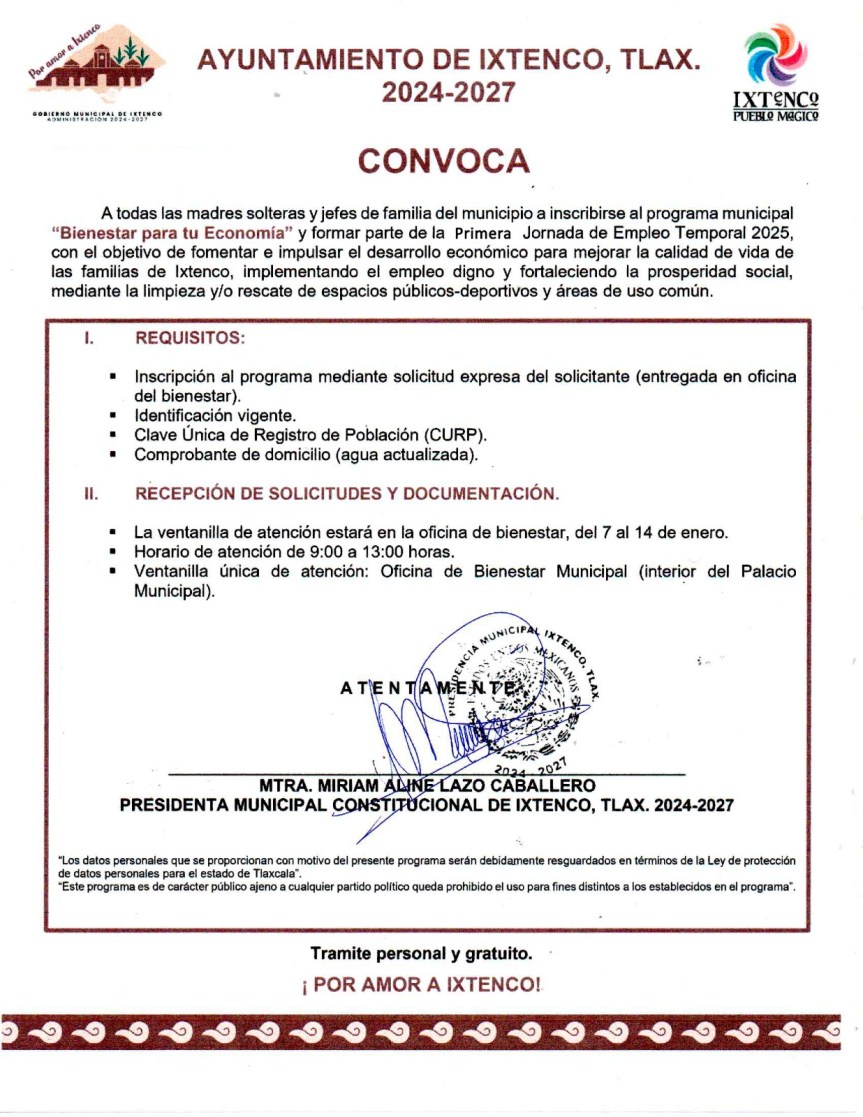 Convoca Ixtenco a la primera jornada del 2025 de Empleo&nbsp;Temporal