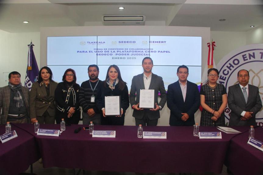 FIRMAN SEDECO Y TSJ-CJE CONVENIO PARA EL USO DE LA PLATAFORMA DIGITAL CERO PAPEL&nbsp;TLAXCALA