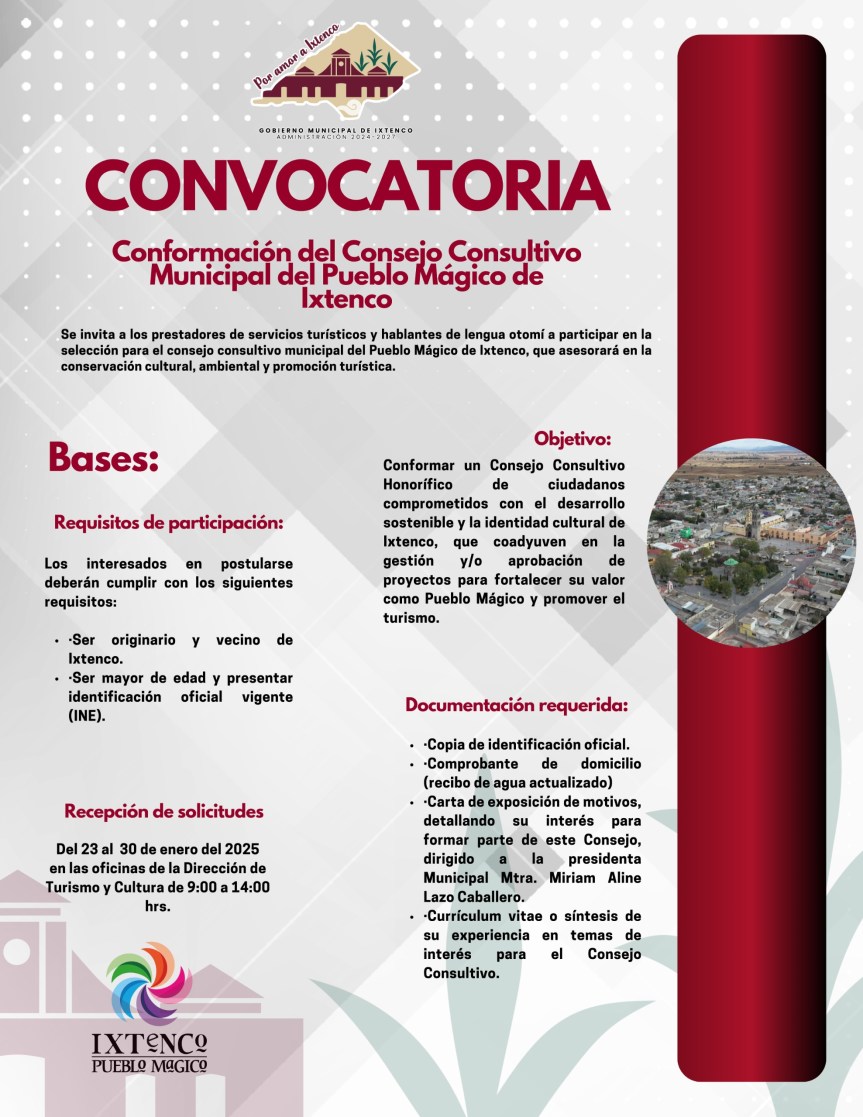 Ixtenco Presenta convocatoria para integrar su Consejo Consultivo Municipal del Pueblo&nbsp;Mágico