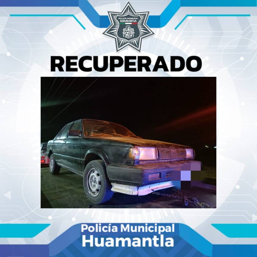 POLICÍA MUNICIPAL DE HUAMANTLA RECUPERA VEHÍCULO CON REPORTE DE&nbsp;ROBO