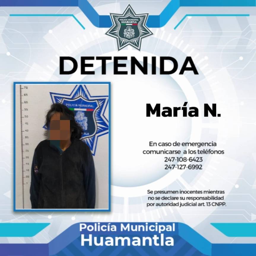POLICÍA DE HUAMANTLA APREHENDE A MUJER SEÑALADA DE ALLANAR UNA PROPIEDAD&nbsp;PRIVADA