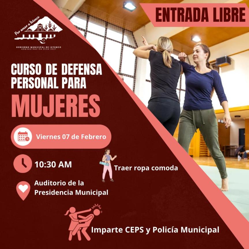 Convoca Ayuntamiento de Ixtenco a curso gratuito de defensa personal para&nbsp;mujeres
