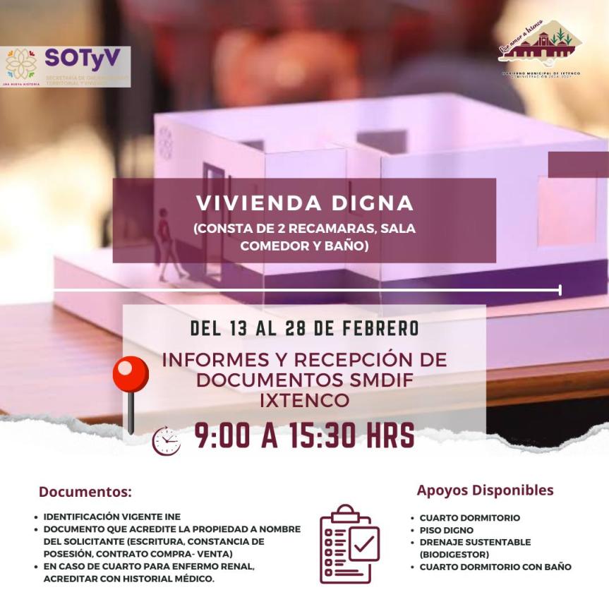 Impulsan acceso a vivienda digna en Ixtenco a través de gestión conjunta entre DIF Municipal y SOTyV&nbsp;Tlaxcala