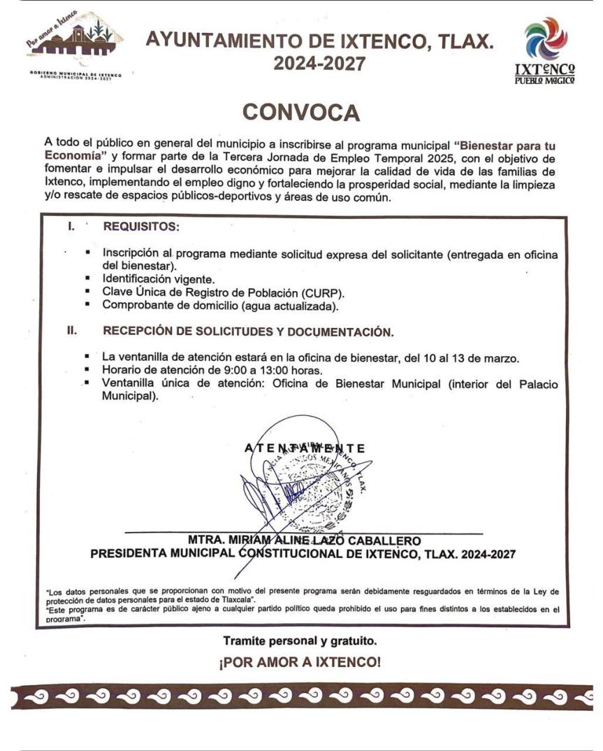 Invita Gobierno de Ixtenco a inscribirse en la Tercera Jornada de Empleo Temporal&nbsp;2025
