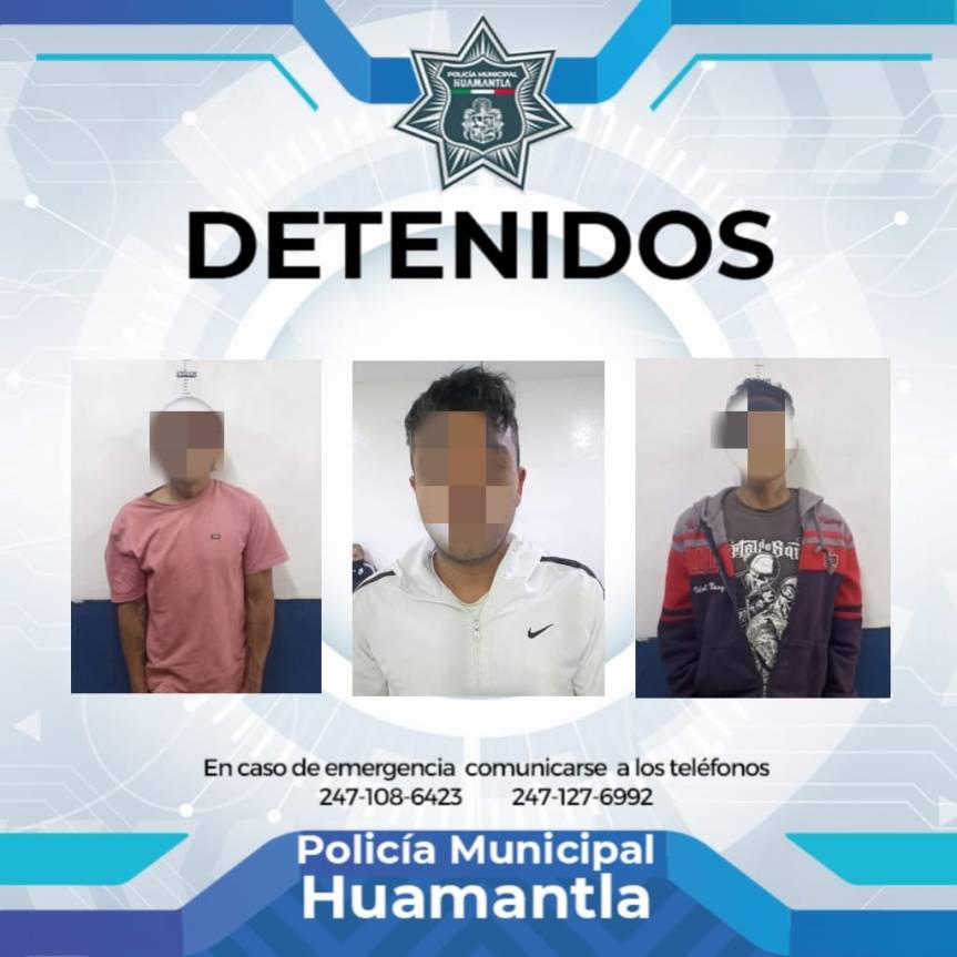 POLICÍA DE HUAMANTLA RETIRA DE LA VÍA PÚBLICA A TRES HOMBRES QUE CONSUMÍAN SUSTANCIAS&nbsp;NOCIVAS