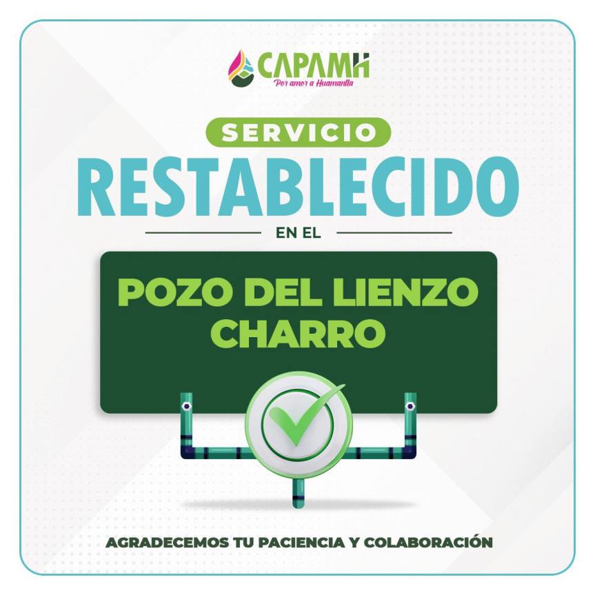 Servicio de Agua Restablecido en Huamantla de la zona del Pozo Lienzo&nbsp;Charro
